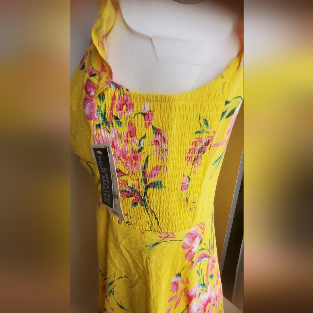 Bar III -Size S-Sunny Yellow Floral "Dandelion" Dress - Picture 5 of 13